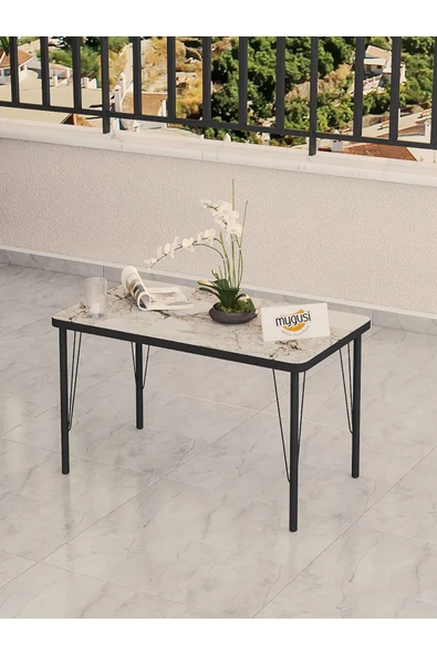 Modern Serisi Bahçe Takımı, Bahçe Mobilyası, Metal Koltuk Takımı - 3+1+1 Sehpalı - Efes Koyu Gri - 5