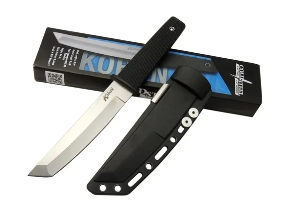 Cold Steel Aus 8a Kobun Tanto Outdoor / Av Bıçağı 25cm - Kılıflı, Kutulu, Siyah Plastik Sap