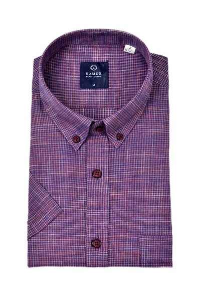 Erkek Klasik Piti Kare Kısa Kol Gömlek 9488 BGL-ST04570 - Resim 6