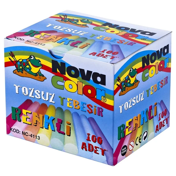 Nova Color Tozsuz Renkli Tebeşir 100 Lü (NC-4113)
