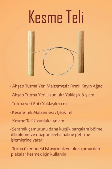 Beyaz Seramik Hamuru 6 kg Ebeşuar Seti Kil Seti Seramik Çamuru Seti Ahşap Merdane Çamur Kesme Teli - 5