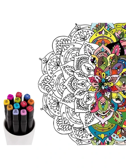 Marker 12'li Set Çantalı Taşınabilir Marker Seti 12 Renk Çift Taraflı Marker Kalem Seti - 5