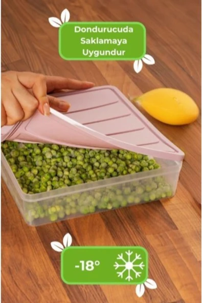 Vakumlu Silikon Kapaklı 2 Lİ Dondurucuya Mikrodalgaya Uygun Erzak Saklama Kabı 3 Litre Büyük Boy - 2