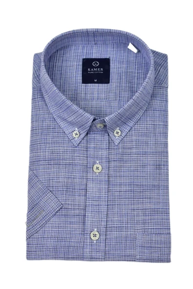 Erkek Klasik Piti Kare Kısa Kol Gömlek 9488 BGL-ST04570 - Resim 8