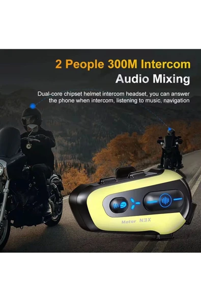 N3x Rgb Işıklı Intercom 3 Kişi Bağlantılı 1000mah Motosiklet Bluetooth Kulaklık Seti - 2