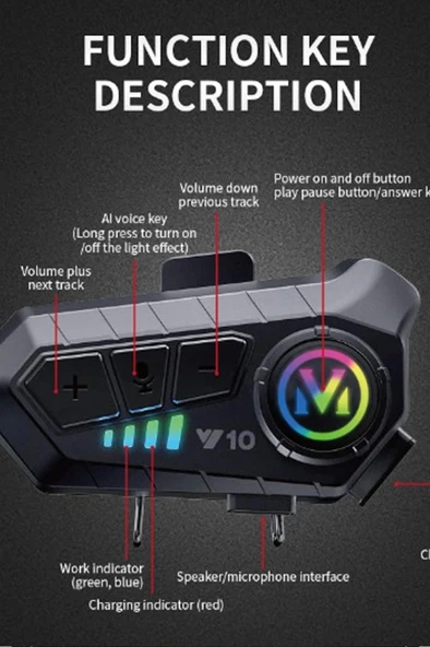 Y10 Kask Kulaklık Bluetooth Motosiklet Kulaklık 5,3 Bluetooth Intercom Motorsiklet Kulaklık - 3