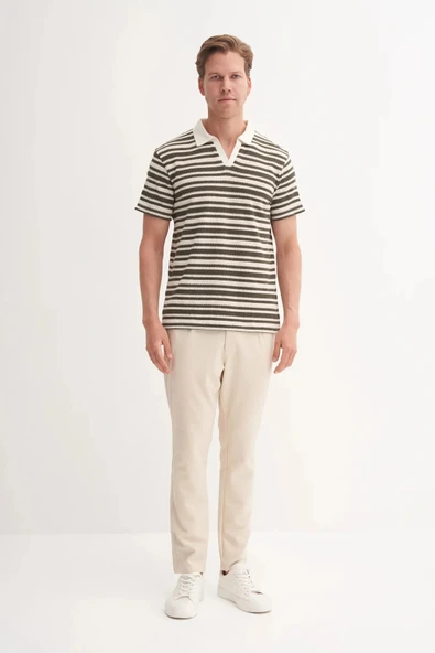 Cazador Polo Yaka Regular Fit Örme Çizgili Tişört 4033 - Resim 2