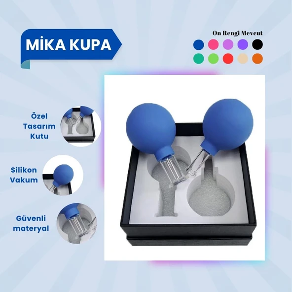 Silikon Vakumlu Mika Yüz Masaj Kupası 2'li Set Mavi ürün görseli 1
