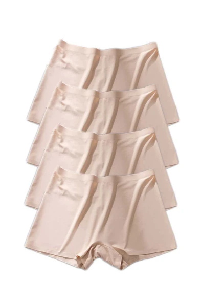 4 Adet Kadın Dikişsiz Görünmez İz Yapmaz Mini Şort Boxer Ten - 4