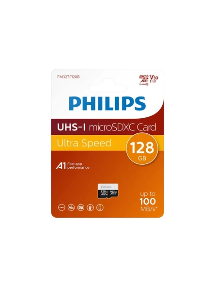 Philips 128 GB MicroSD Kart A1 V30 – 4K Uyumlu, Hızlı ve Dayanıklı
