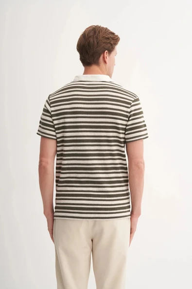 Cazador Polo Yaka Regular Fit Örme Çizgili Tişört 4033 - Resim 4