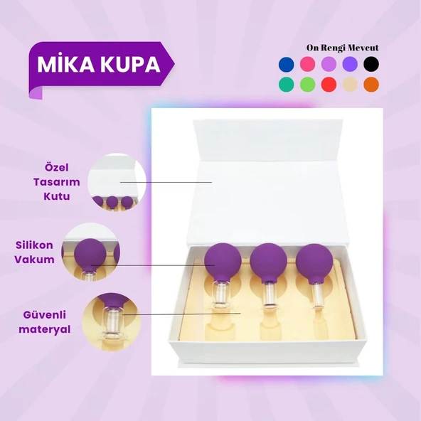 Silikon Vakumlu Mika Yüz Masaj Kupası 3'lü Set Koyu Mor ürün görseli 1