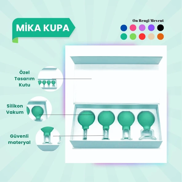 Silikon Vakumlu Mika Yüz Masaj Kupası 4'lü Set Yeşil - 1