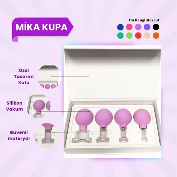 Silikon Vakumlu Mika Yüz Masaj Kupası 4'lü Set Mor ürün görseli 1