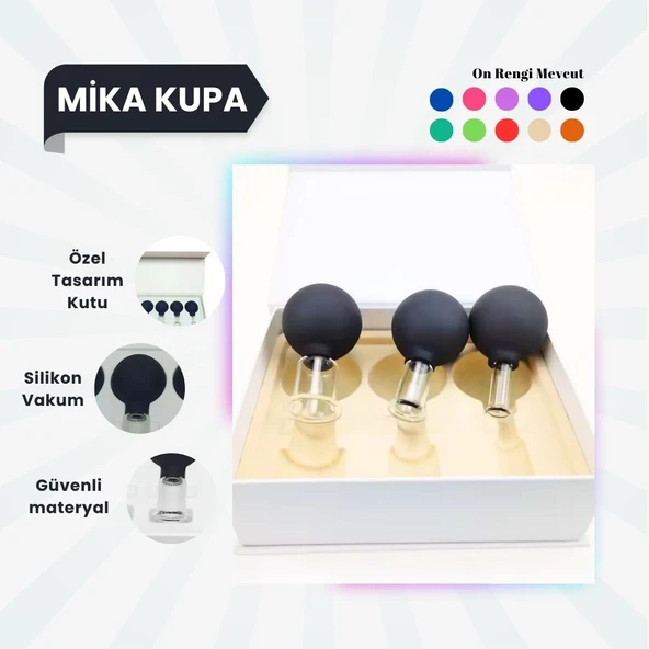 Silikon Vakumlu Mika Yüz Masaj Kupası 3'lü Set Siyah ürün görseli 1