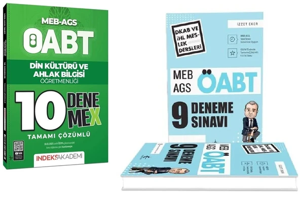 Eker Test + İndeks 2025 ÖABT MEB-AGS Din Kültürü ve Ahlak Bilgisi Öğretmenliği 9+10 Deneme 2 li Set - İzzet Eker Eker Test + İndeks Akademi Yayınları