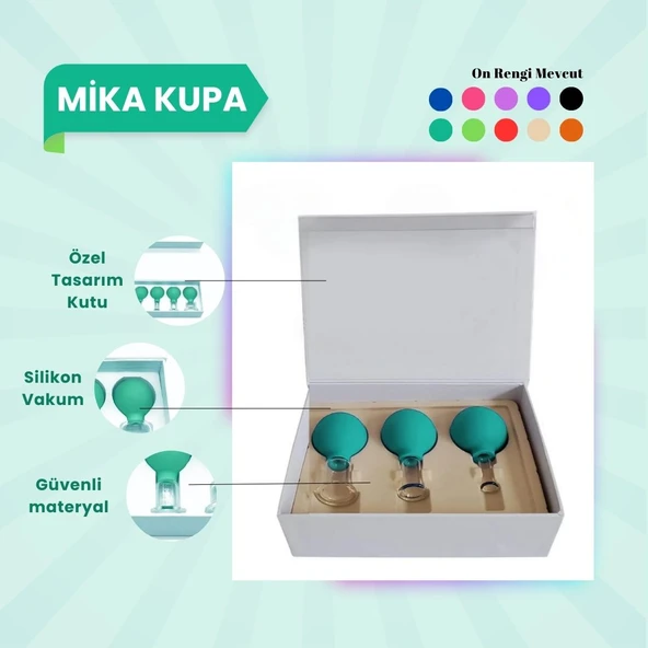 Silikon Vakumlu Mika Yüz Masaj Kupası 3'lü Set Yeşil ürün görseli