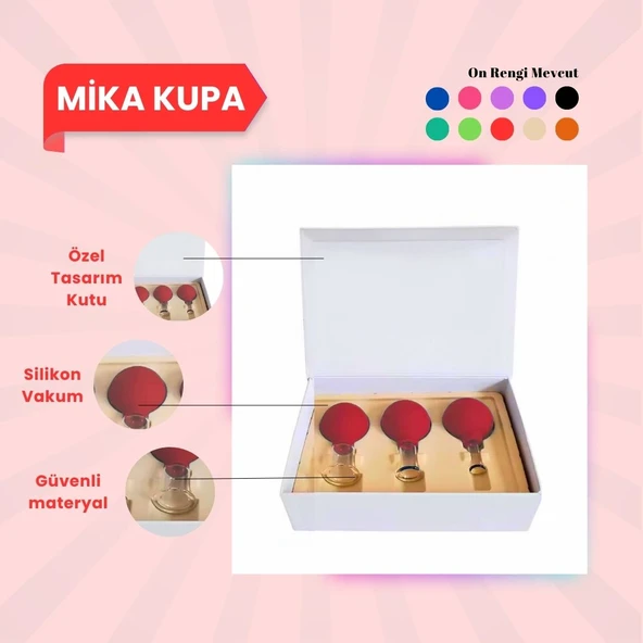 Silikon Vakumlu Mika Yüz Masaj Kupası 3'lü Set Kırmızı ürün görseli
