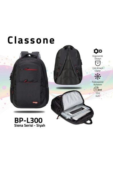 BP-L300 Siena WTXpro Su Geçirmez Kumaş 15,6 Notebook, Laptop Sırt Çantası -Siyah