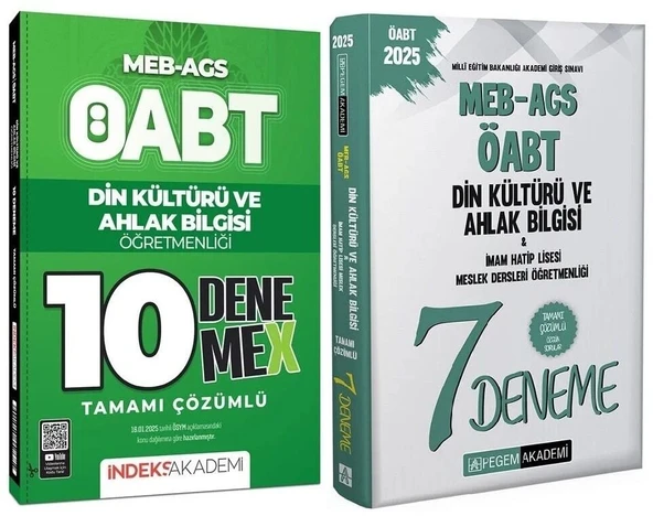 Pegem + İndeks 2025 ÖABT MEB-AGS Din Kültürü ve Ahlak Bilgisi Öğretmenlği 7+10 Deneme 2 li Set Pegem + İndeks Akademi Yayınları