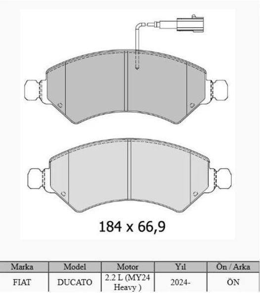 ÖN FREN BALATASI FIAT DUCATO 24 2.2D MTJ