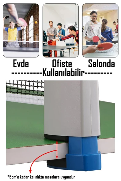 6lı SET Masa Tenisi Filesi Raket Top Seti Otomatik Gerdirme Pinpon Net Tüm Masalara Uyumlu - 7