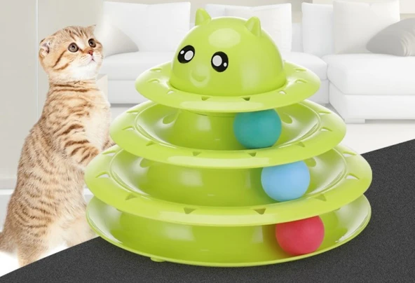 3 Katlı Kedi Oyuncağı Seti Model 2 - Mavi - 2