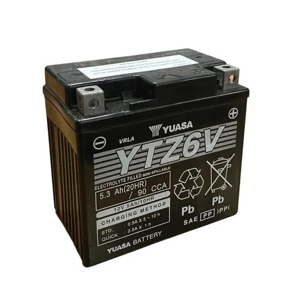 YUASA YU-YTZ6V AKÜ 12V 5.3AH 90CCA (ÖLÇÜ 113-70-105)