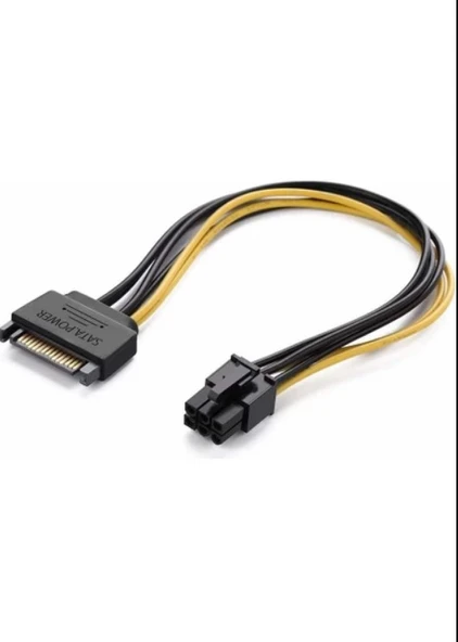 Sata Power 15 Pin (Erkek) To 6 Pin Atx (Erkek) Power Kablo - 3