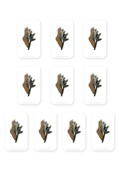 10'LU Filistin Haritası Yanında Zeytin Dalı Altın Renkli Unisex Menili Yaka Rozeti A300034-10