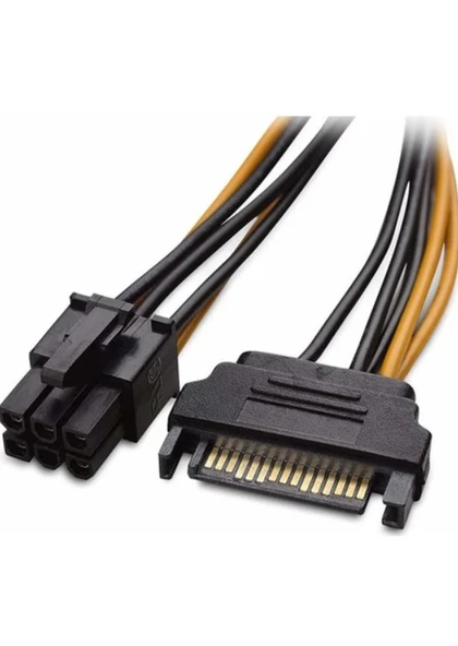 Sata Power 15 Pin (Erkek) To 6 Pin Atx (Erkek) Power Kablo