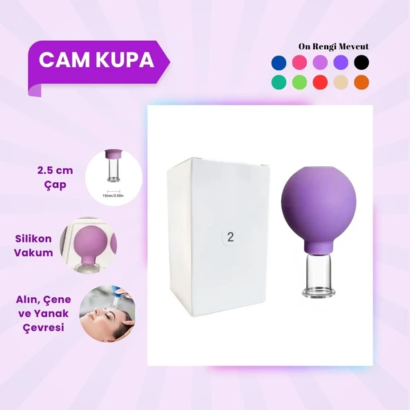 Silikon Vakumlu Cam Yüz Masaj Kupası No:2 Koyu Mor ürün görseli 1