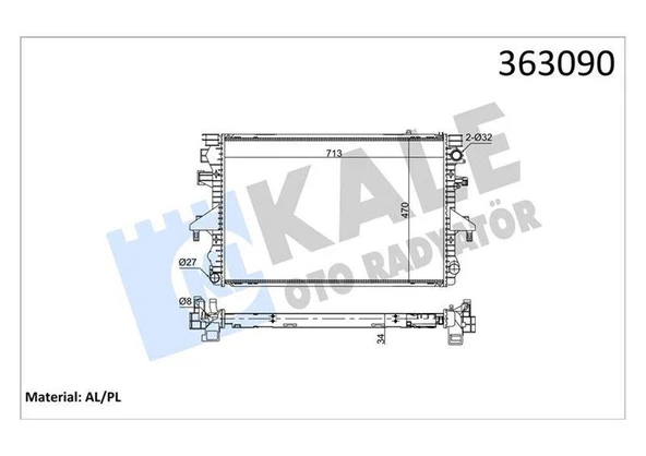 BRAZING VERSİYONU KL354000 VOLKSWAGEN TRANSPORTER V MULTIVAN V 2.5TDI 03 09 AT/MT AC/NAC MEKA NİK 713X470X34 SU RADYATÖRÜ ürün görseli 1