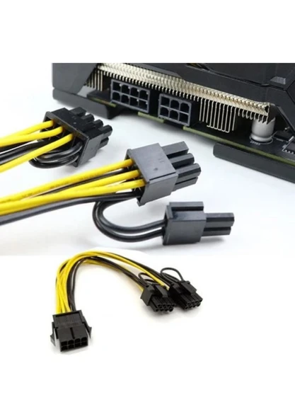 8 pin PCIE erkek to 6+2 dual PCI-E GPU power kablo - 3