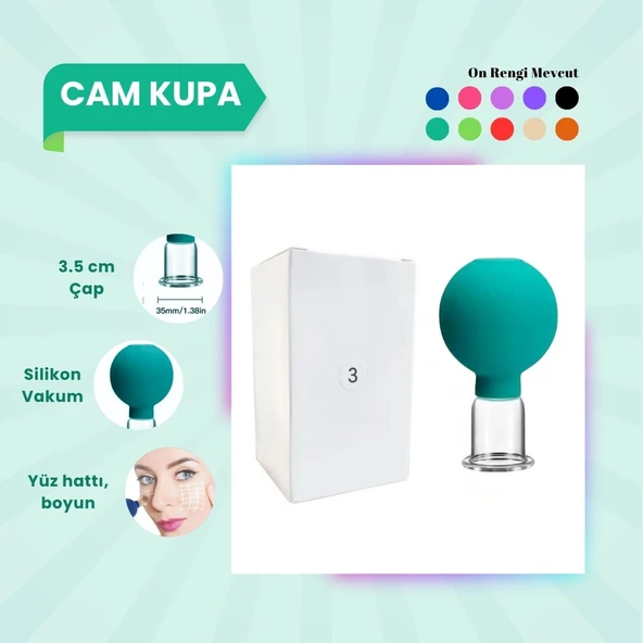 Silikon Vakumlu Cam Yüz Masaj Kupası No:3 Yeşil ürün görseli 1