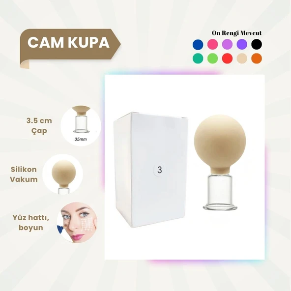Silikon Vakumlu Cam Yüz Masaj Kupası No:3 Bej ürün görseli