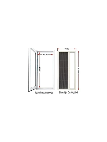 Sineklik Akordiyon Kapı Pencere Sinekliği(E:60-80)x(B:100-120) CM ARASI - 4