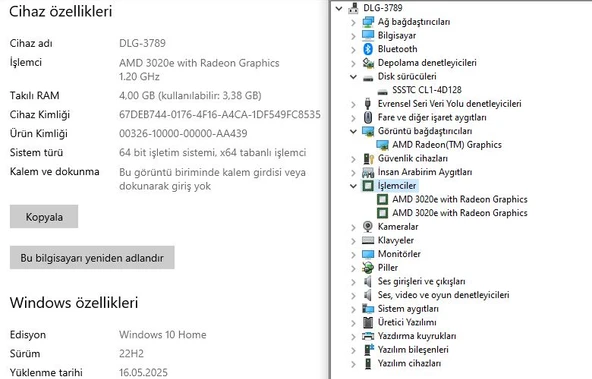 Lenovo IdeaPad 3 15ADA05 AMD 3020e 4GB RAM 128GB SSD 15.6” HD 81W100S3TX (İKİNCİ EL) - 5
