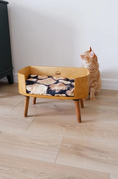 Kedi Evi Ahşap Doğal Dekoratif