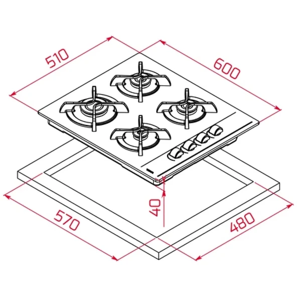 TEKA Cam Gazlı Ocak Siyah 60cm GBC 64002 KBC - 7
