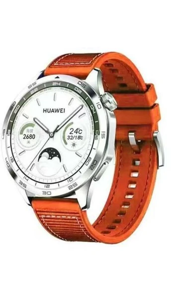 Huawei Watch 20MM Dikiş Desenli Dokuma Silikon Kordon - Resim 6