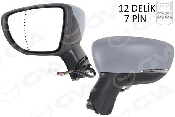 DIŞ DİKİZ AYNASI SOL ELETRİKLİ ISITMALI SİNYALLİ ASTARLI ASFERİK CAPTUR 17- ürün görseli 1