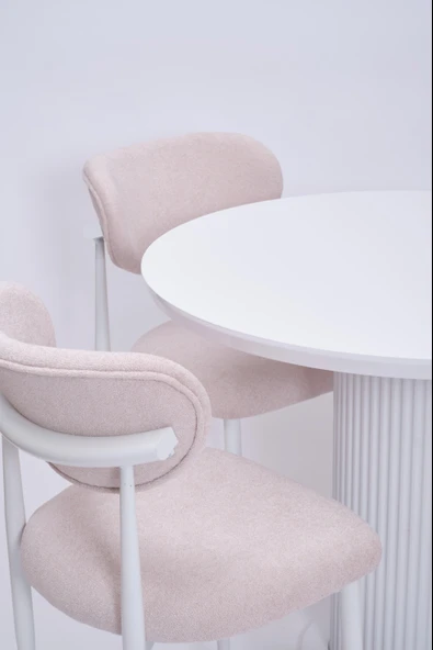 Bohem Polo Yuvarlak Lak Panel Mutfak Masa Takımı 100cm - Resim 4