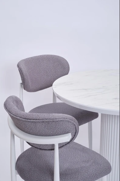 Bohem Polo Yuvarlak Lak Panel Mutfak Masa Takımı 100cm - Resim 6