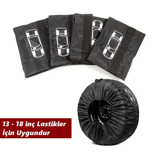 Glanz Oto Lastik Saklama Çantası 13 – 18 inç Stepne Kılıfı Yaz Kış Lastiği Taşıma Çantası - 3