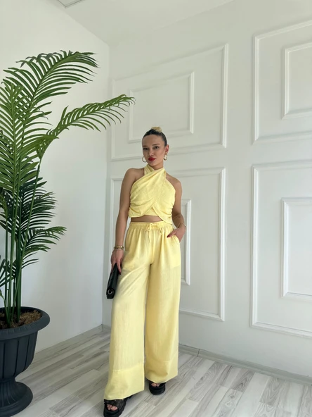 Kadın Keten Takım Sarı - 3