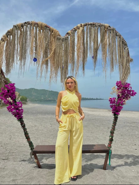 Kadın Keten Takım Sarı