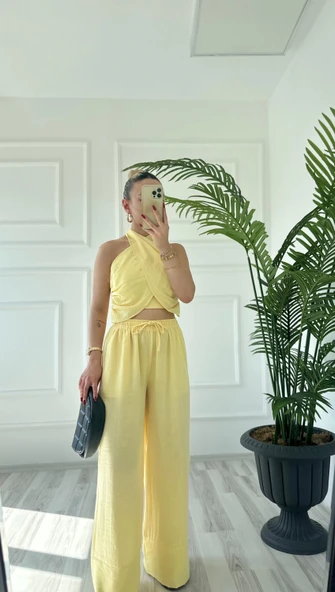 Kadın Keten Takım Sarı - 6