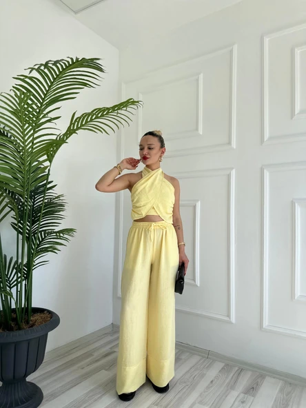 Kadın Keten Takım Sarı - 2