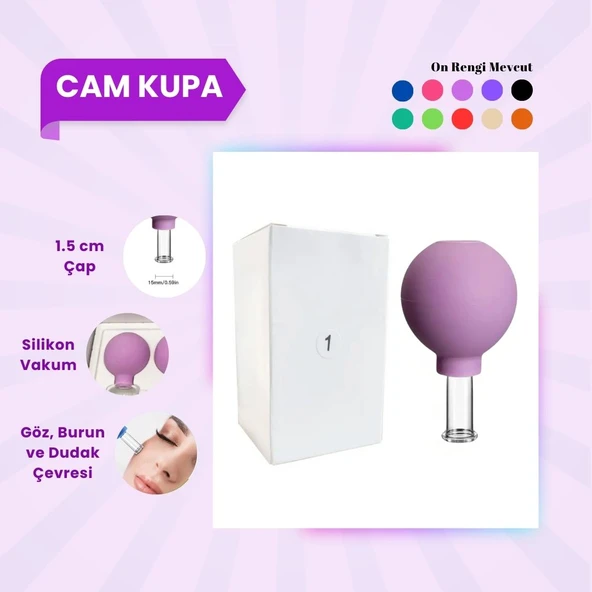 Silikon Vakumlu Cam Yüz Masaj Kupası No:1 Mor ürün görseli